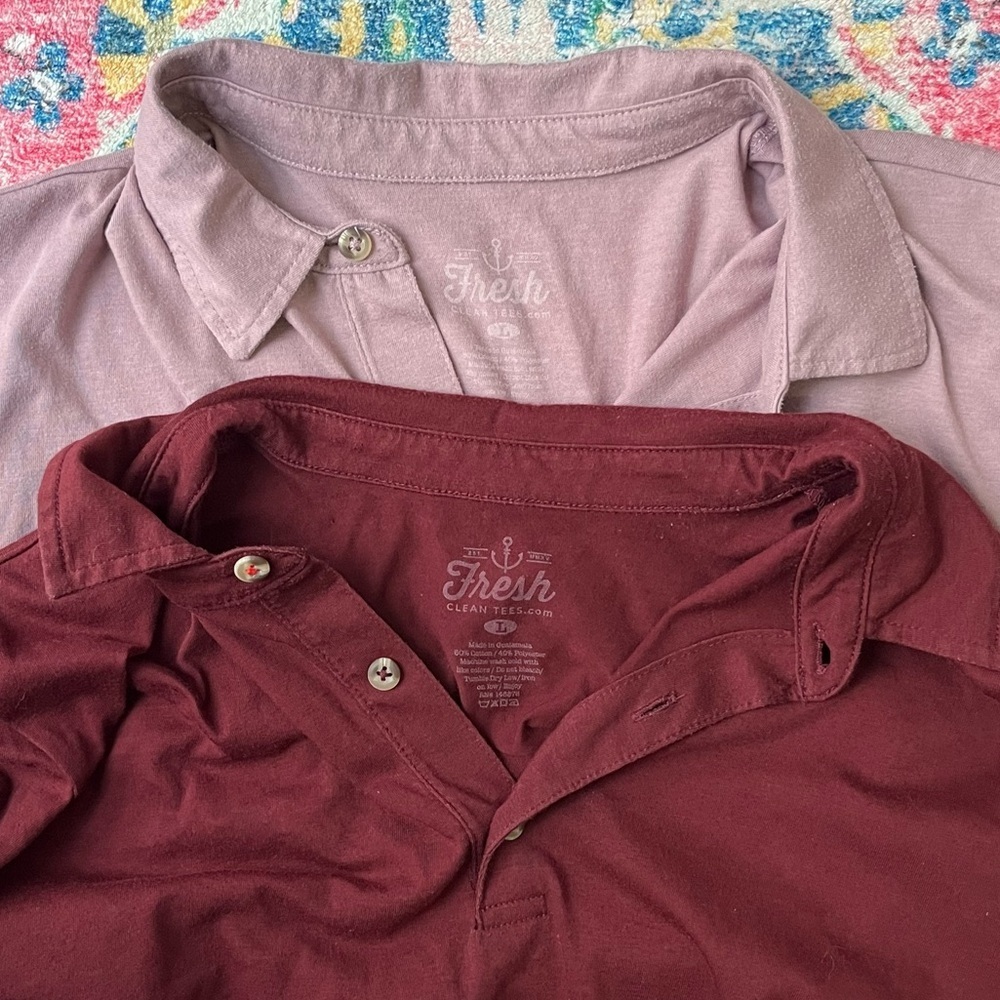 Fresh Clean Tees Two Men's Burgundy And Mauve Polo Shirts — image 5 of 6